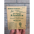 Nu-Type Aladdin Kerosene Mantle Lamp Model B Instruction Brochure