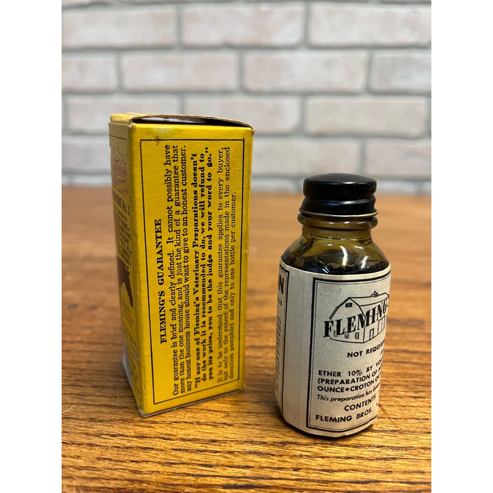 Vintage Flemings Veterinary Horse Medicine Box & Bottle Fleming Bros Chicago
