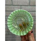 Vintage Fenton Green Opalescent Uranium Saucer Underplate for Condiment Bowl