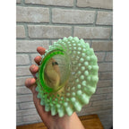 Vintage Fenton Green Opalescent Uranium Saucer Underplate for Condiment Bowl