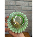 Vintage Fenton Green Opalescent Uranium Saucer Underplate for Condiment Bowl