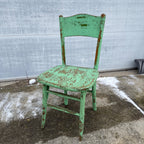 Vintage Chippy Green Farmhouse Wooden Chair Distressed Rustic