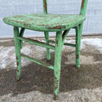 Vintage Chippy Green Farmhouse Wooden Chair Distressed Rustic
