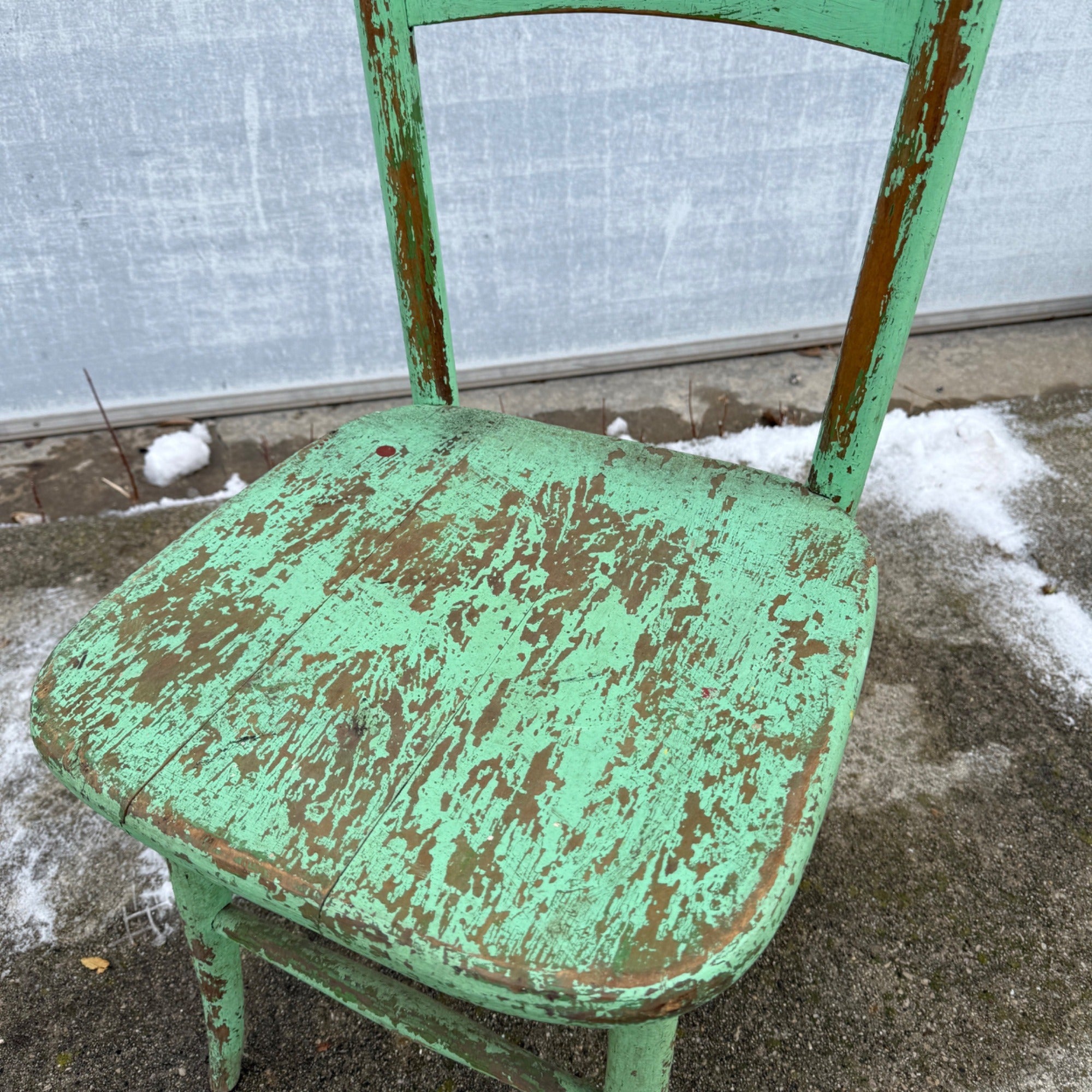 Vintage Chippy Green Farmhouse Wooden Chair Distressed Rustic