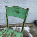 Vintage Chippy Green Farmhouse Wooden Chair Distressed Rustic