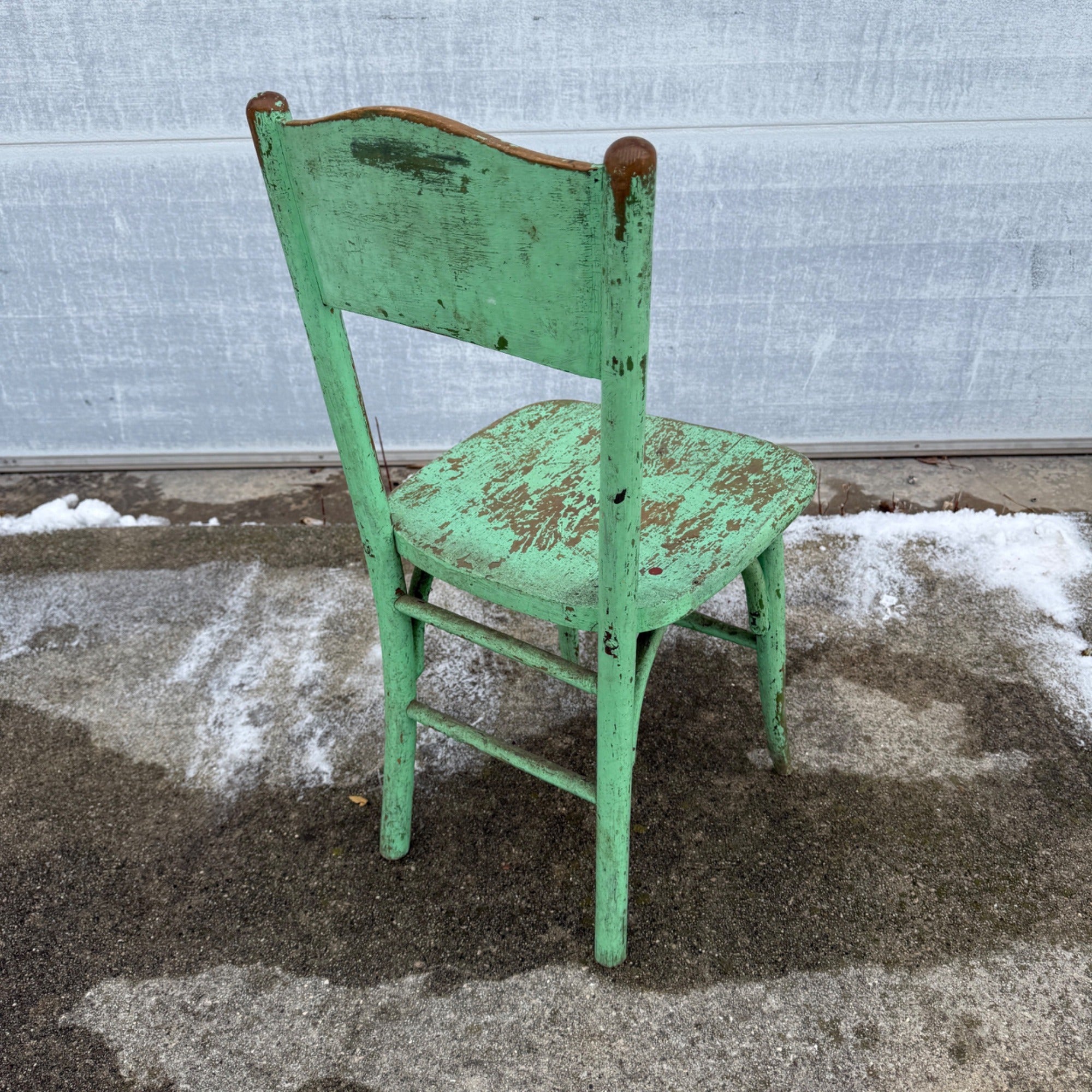Vintage Chippy Green Farmhouse Wooden Chair Distressed Rustic
