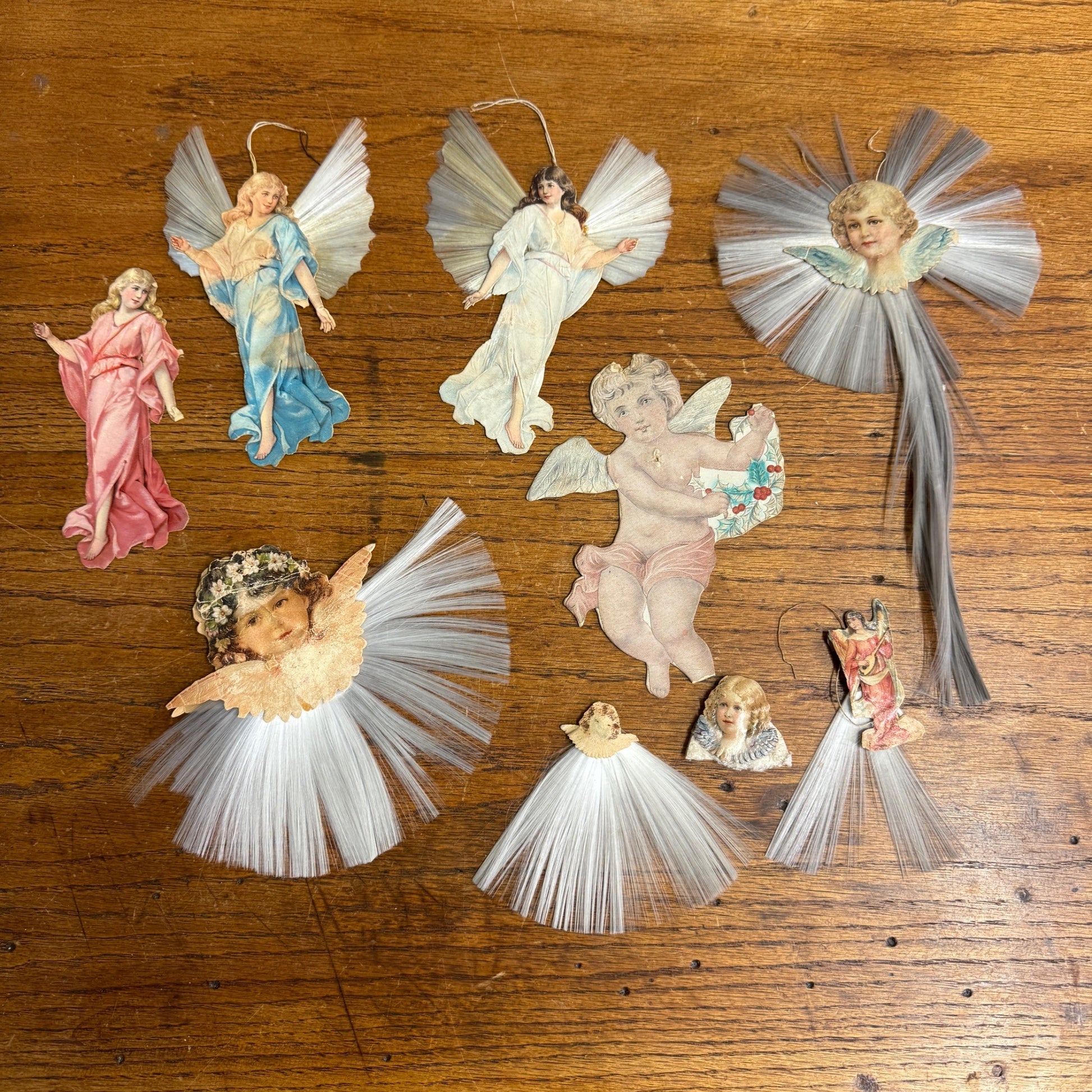Lot Victorian Spun Cotton Ornaments Angels Christmas Xmas Decor