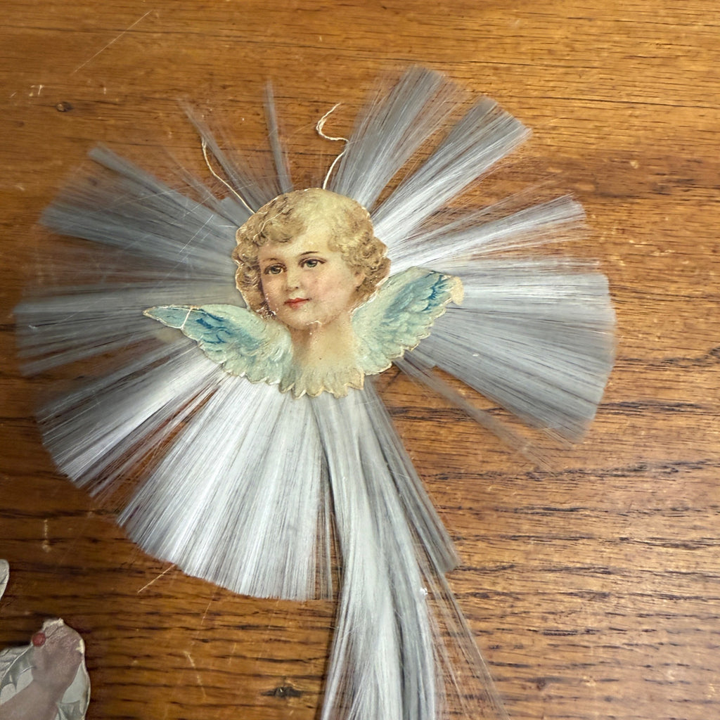 Lot Victorian Spun Cotton Ornaments Angels Christmas Xmas Decor