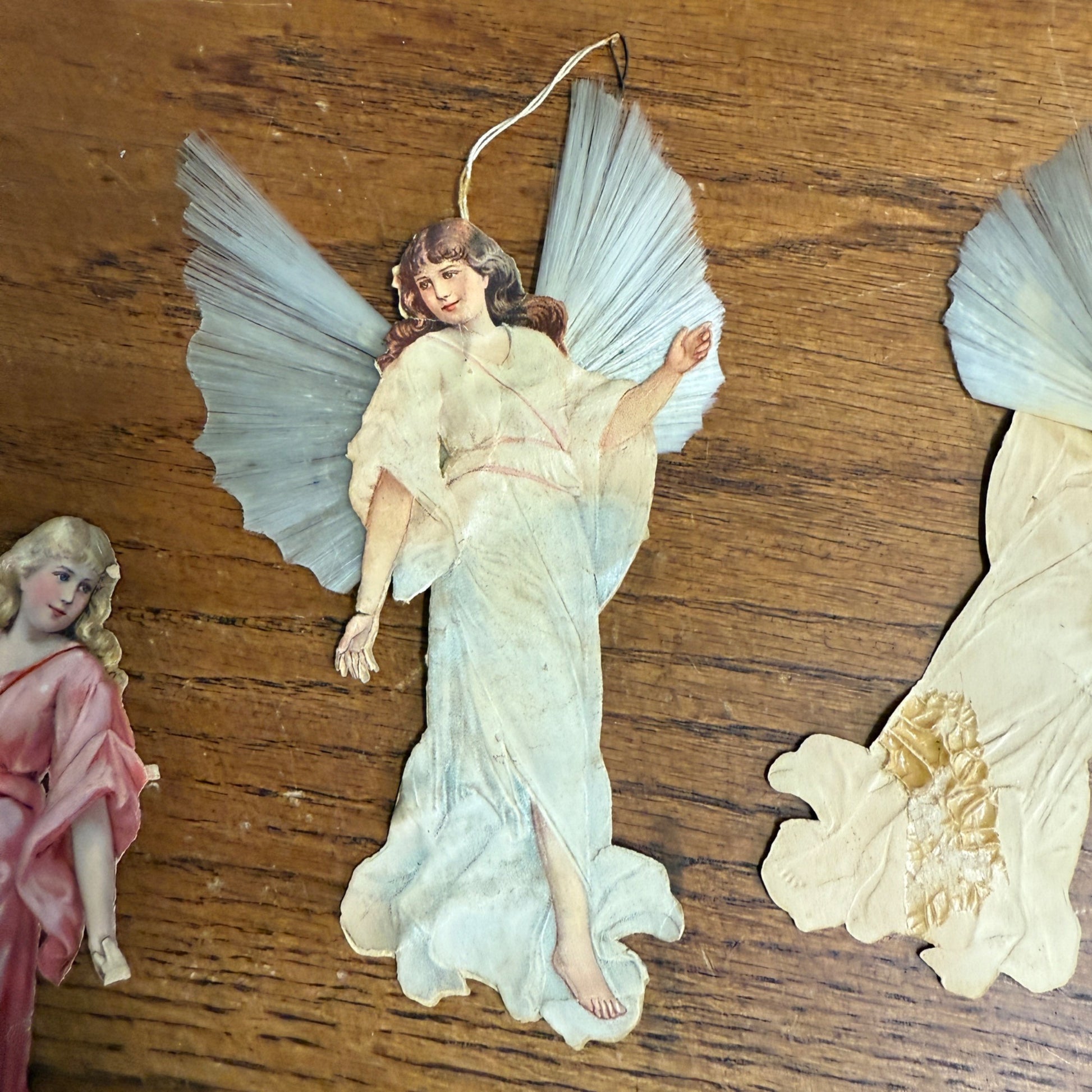 Lot Victorian Spun Cotton Ornaments Angels Christmas Xmas Decor