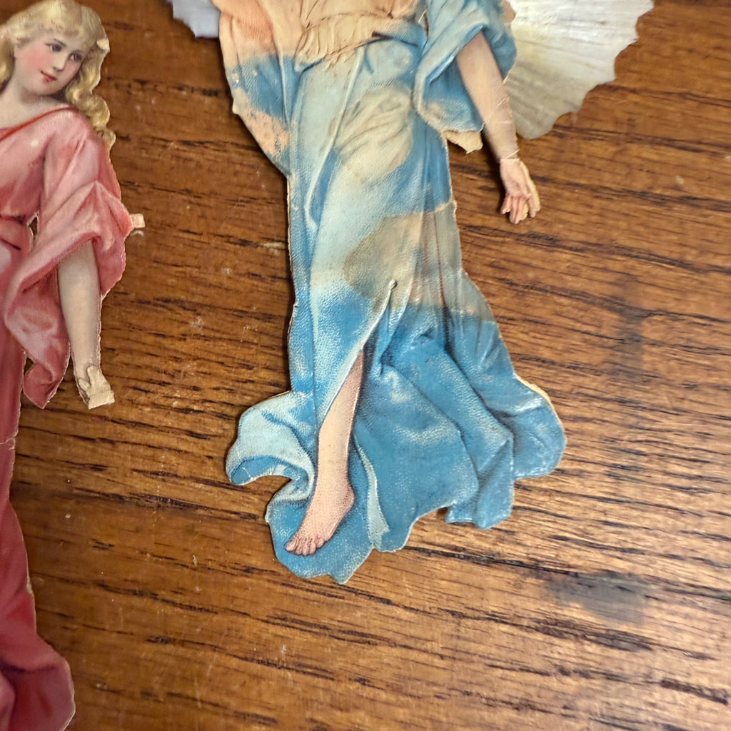 Lot Victorian Spun Cotton Ornaments Angels Christmas Xmas Decor