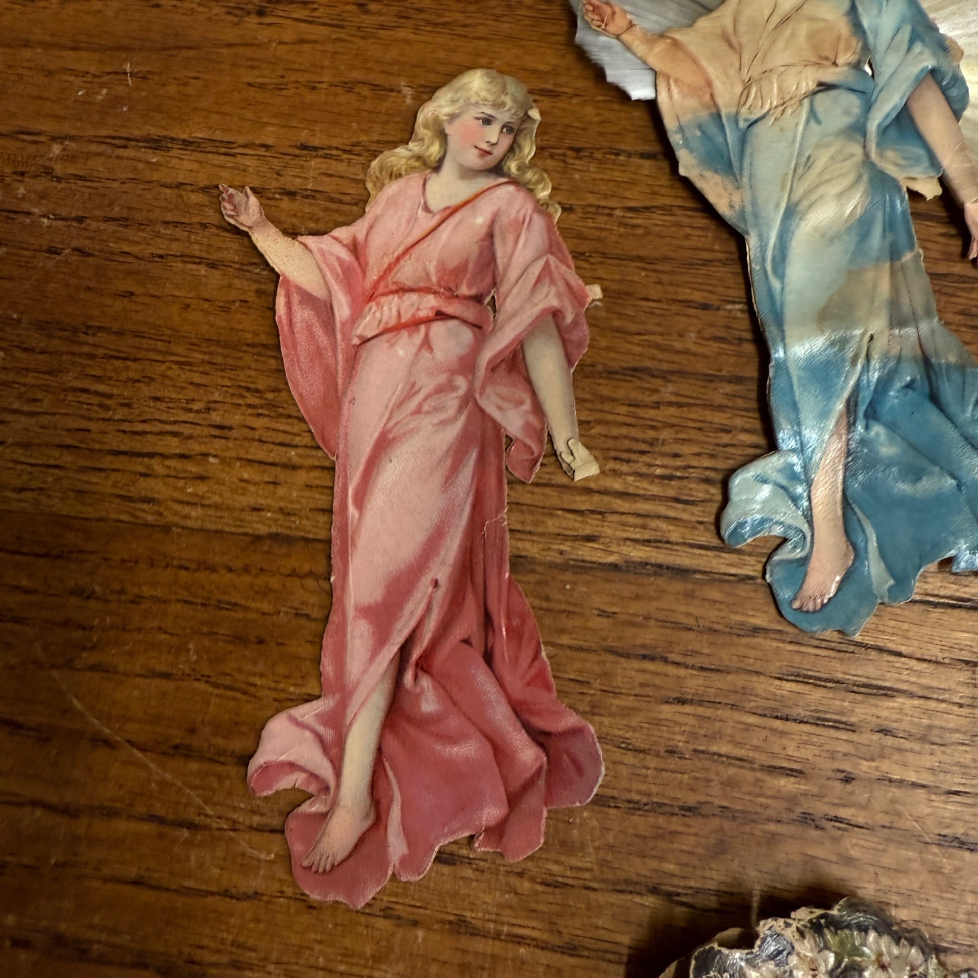 Lot Victorian Spun Cotton Ornaments Angels Christmas Xmas Decor
