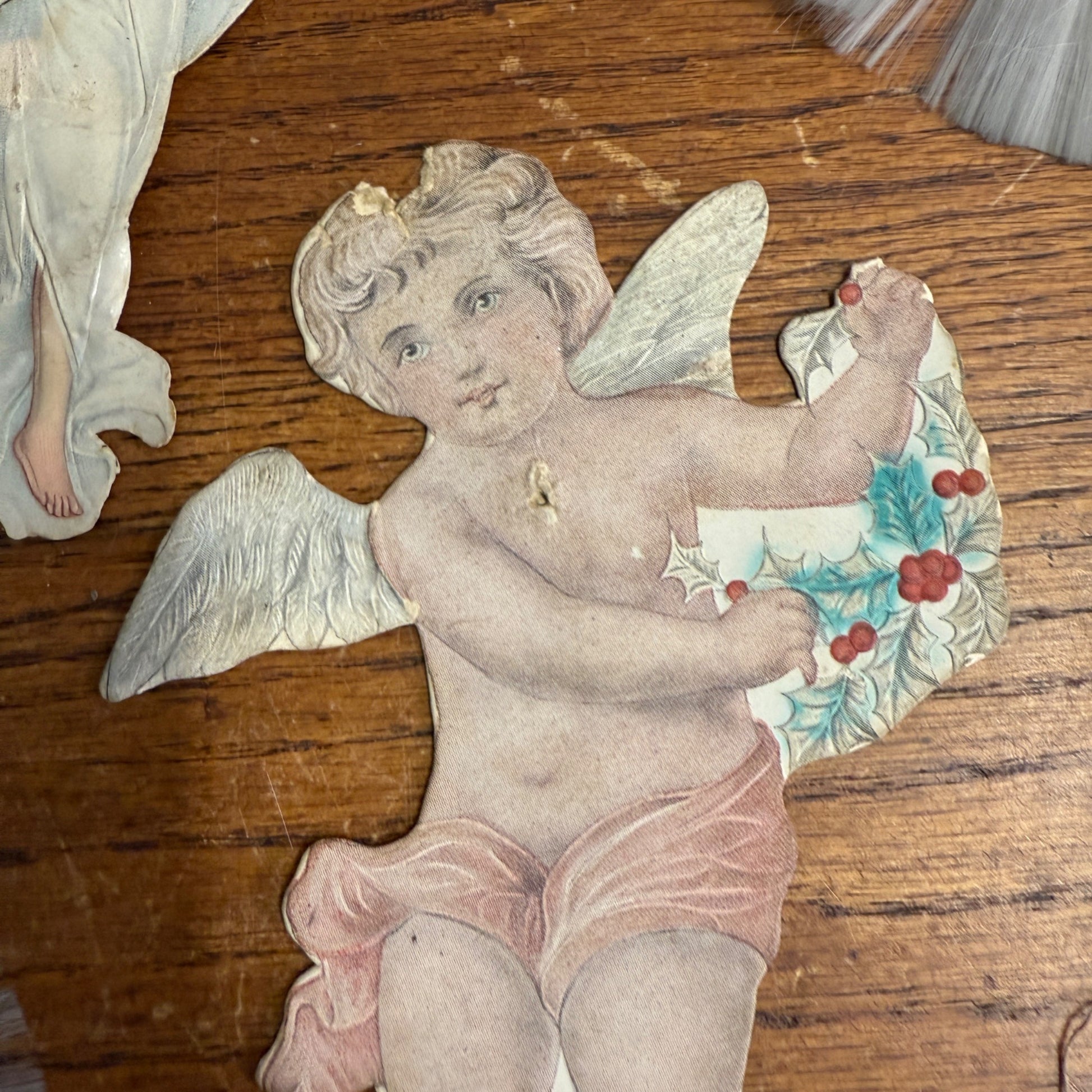 Lot Victorian Spun Cotton Ornaments Angels Christmas Xmas Decor
