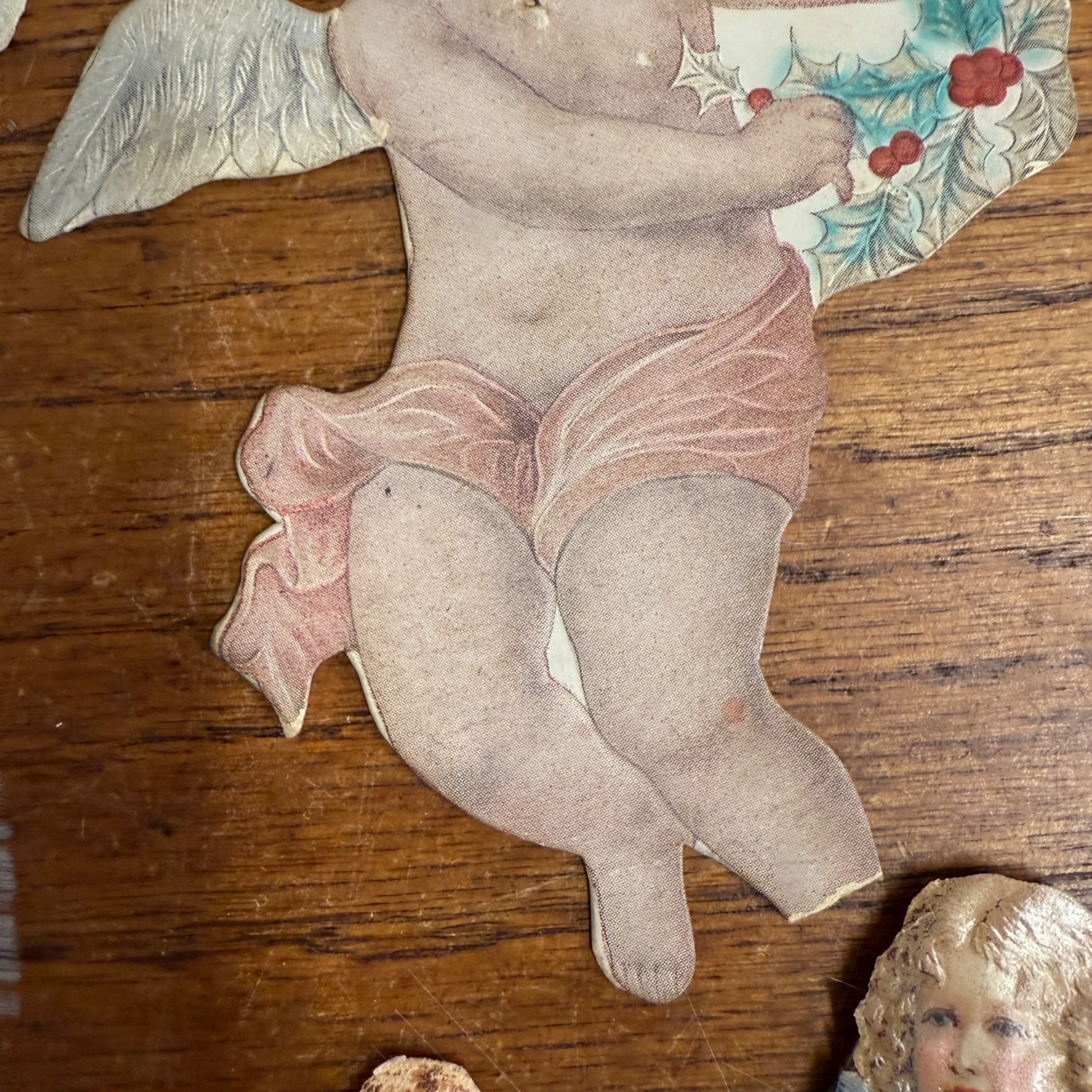 Lot Victorian Spun Cotton Ornaments Angels Christmas Xmas Decor