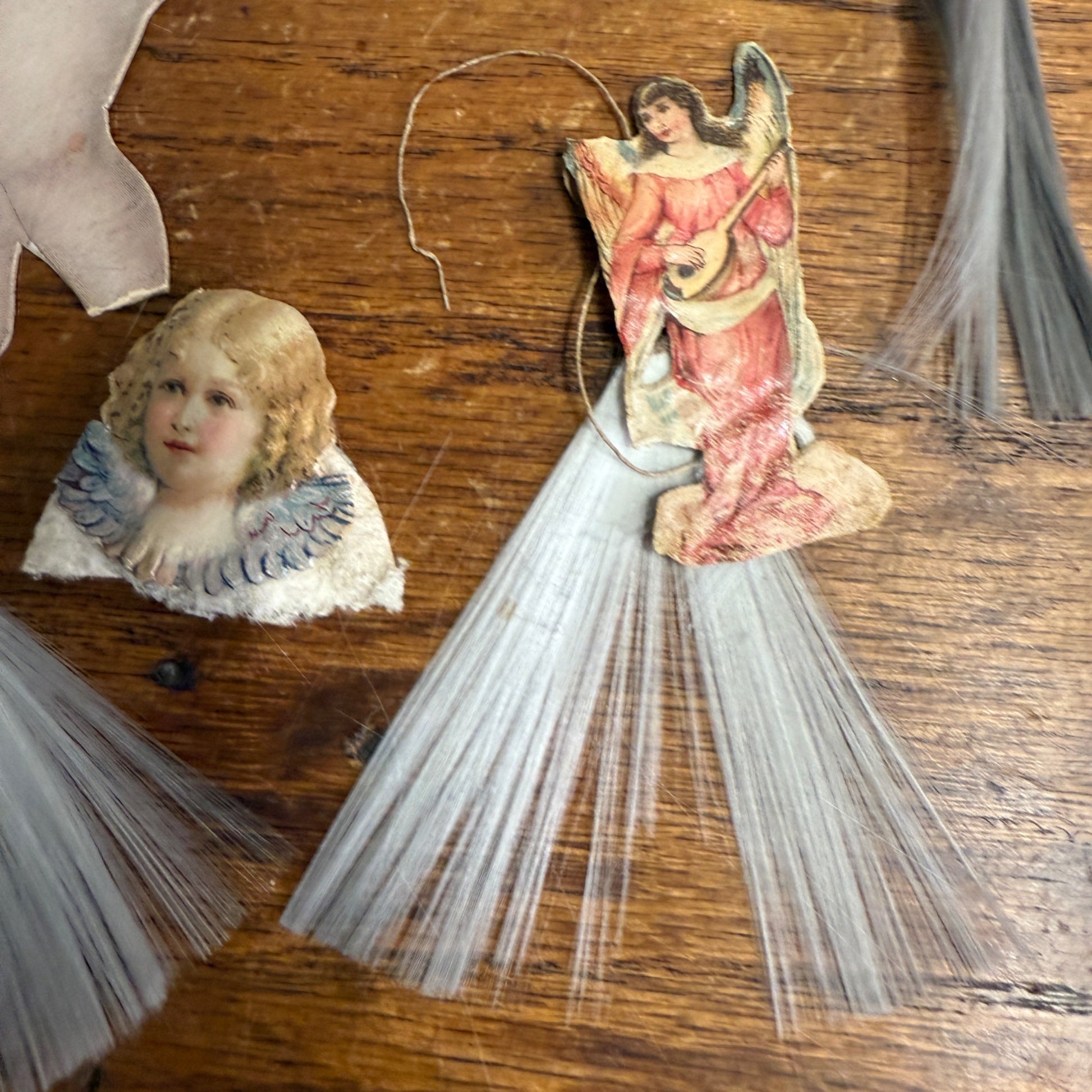 Lot Victorian Spun Cotton Ornaments Angels Christmas Xmas Decor