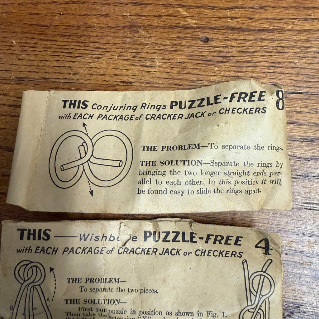 (3) Vintage Cracker Jack Prize Prizes Premiums Conjuring Rings Heart