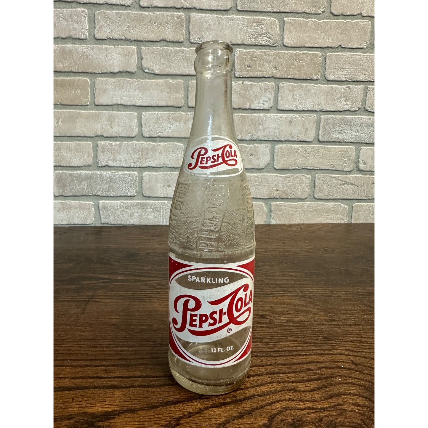 Vintage 1950s Pepsi Cola 12oz Glass Red White Soda Bottle - Greenville SC