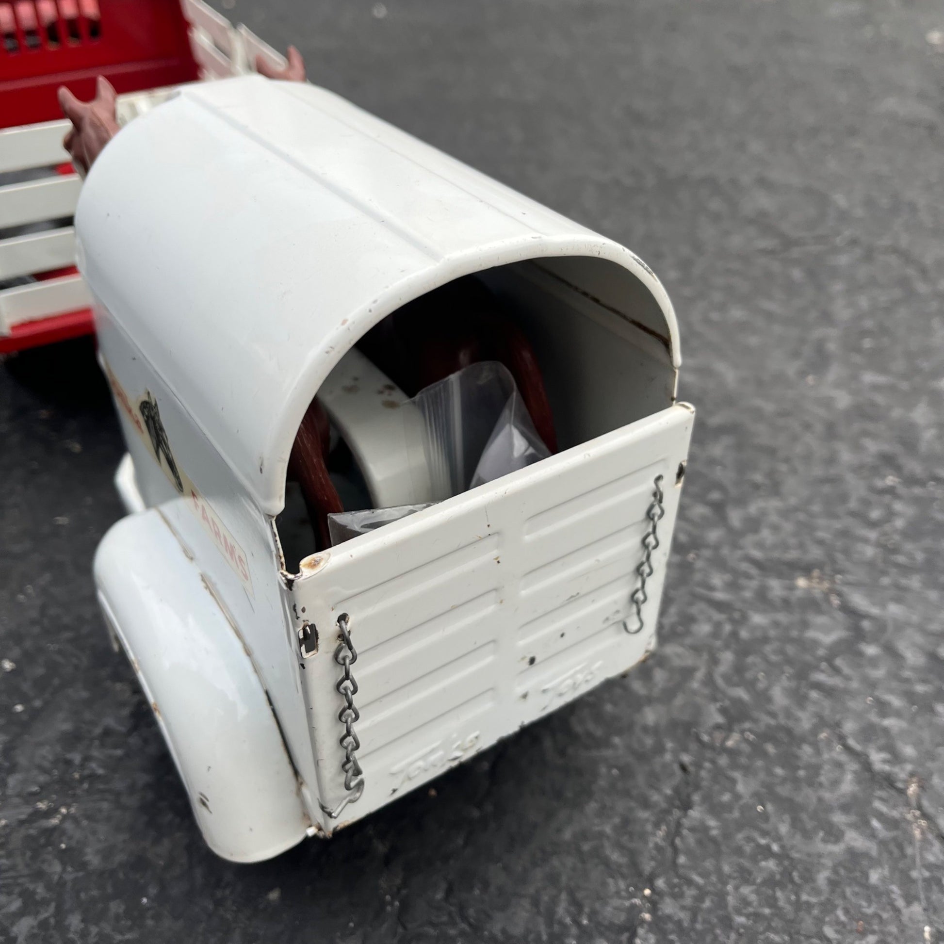 Vintage 1962 Tonka Farms Stake Truck & Horse Trailer Pressed Steel Toy