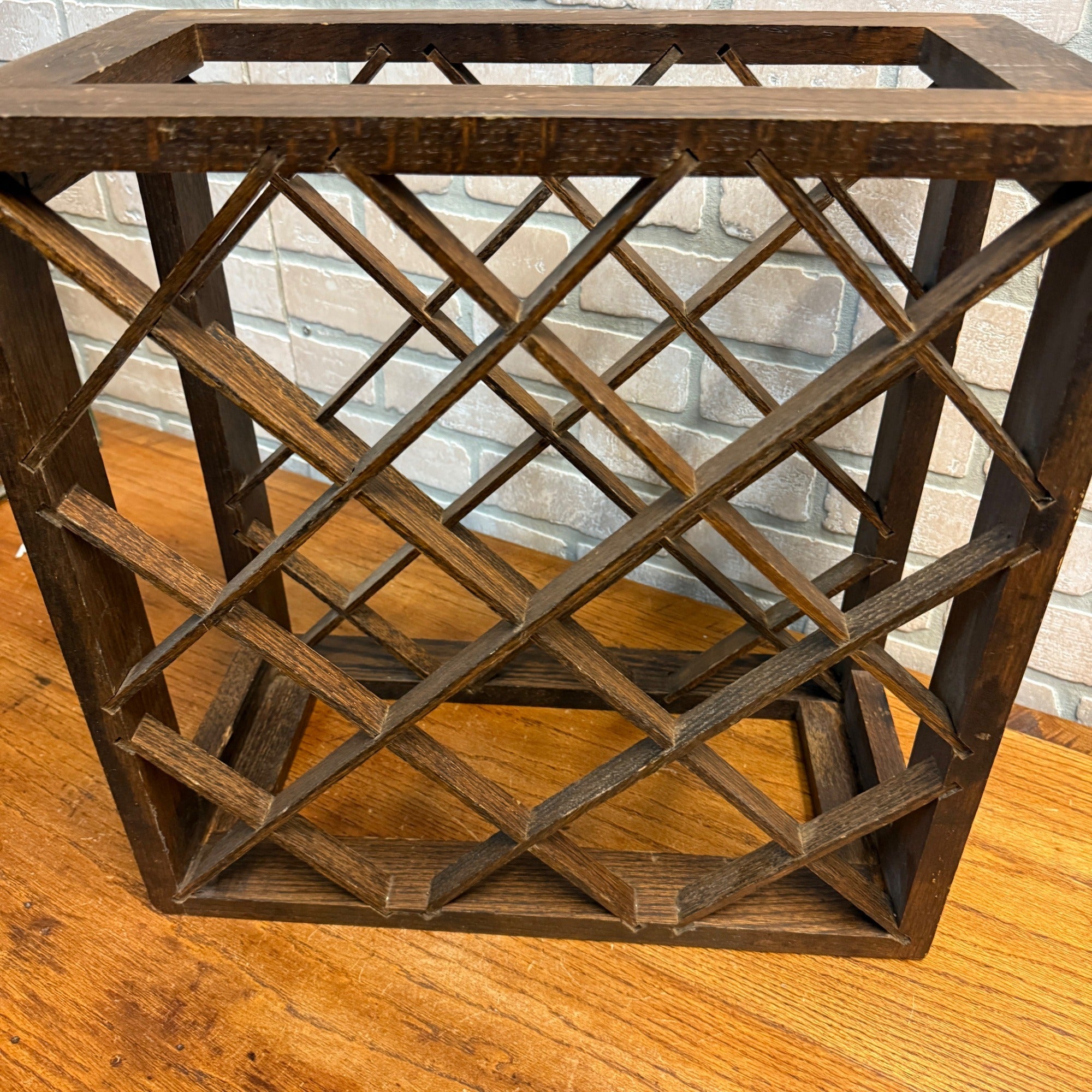 Vintage Oak Wooden Wine Rack 12-Bottle Holder Arts & Crafts / Mission Style