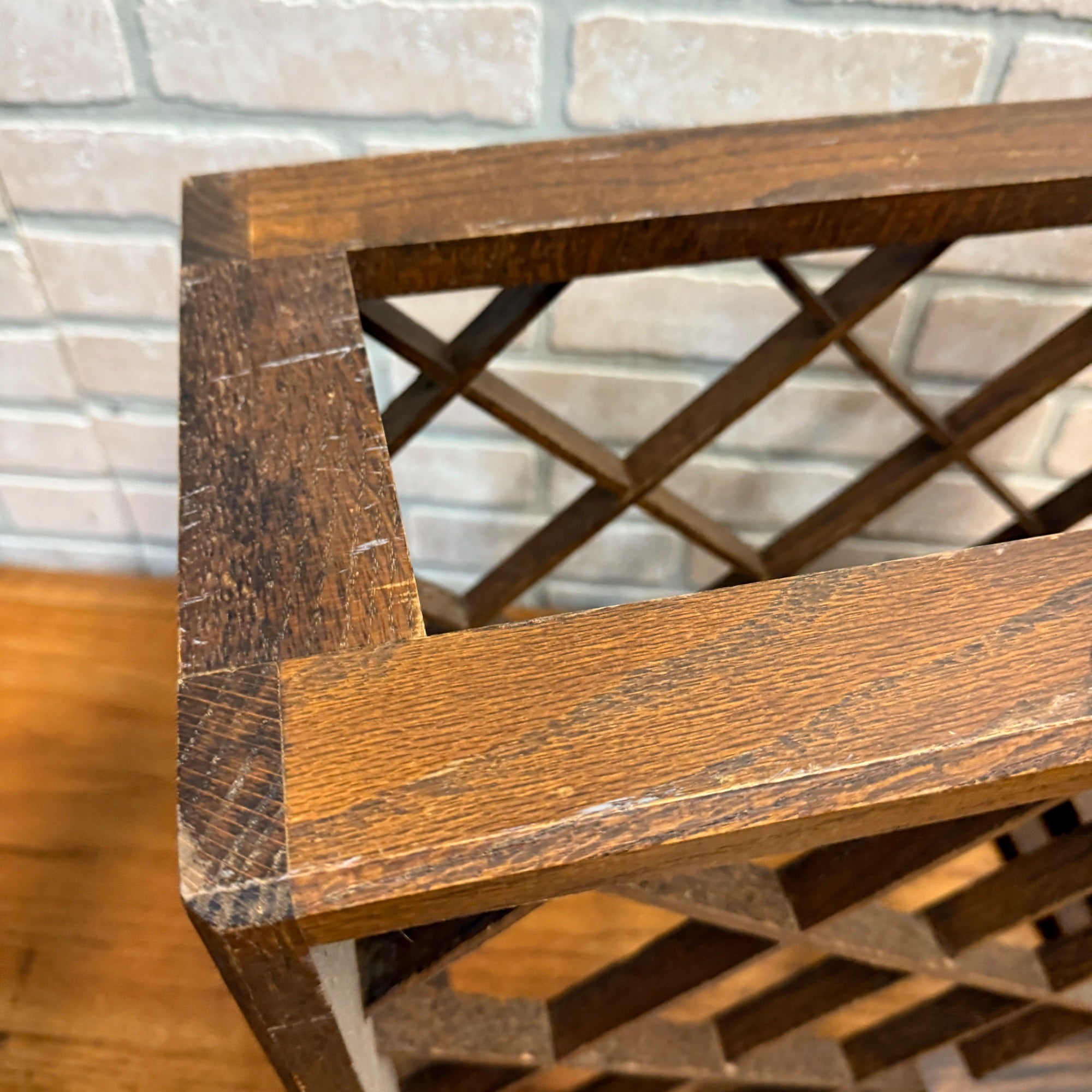 Vintage Oak Wooden Wine Rack 12-Bottle Holder Arts & Crafts / Mission Style