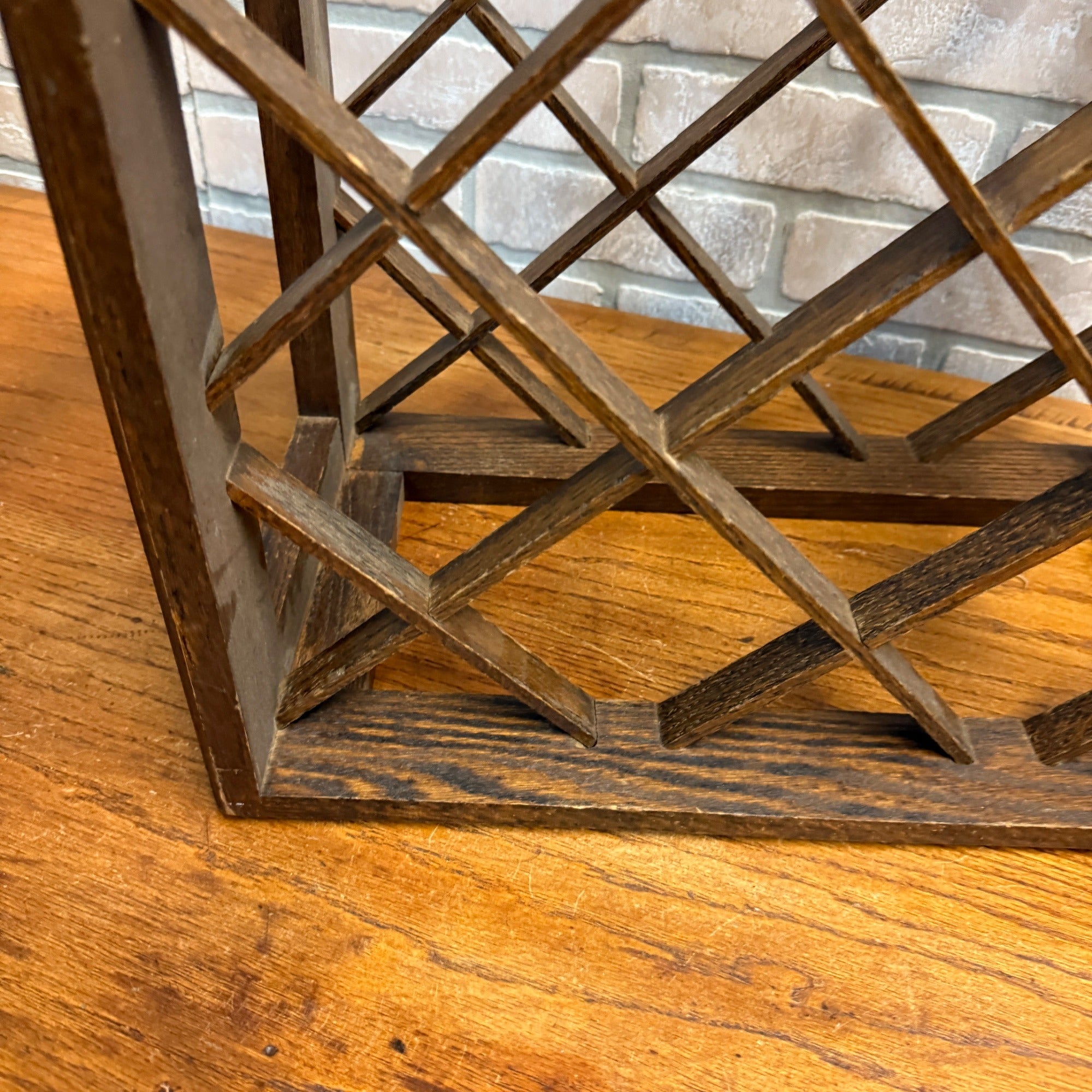 Vintage Oak Wooden Wine Rack 12-Bottle Holder Arts & Crafts / Mission Style