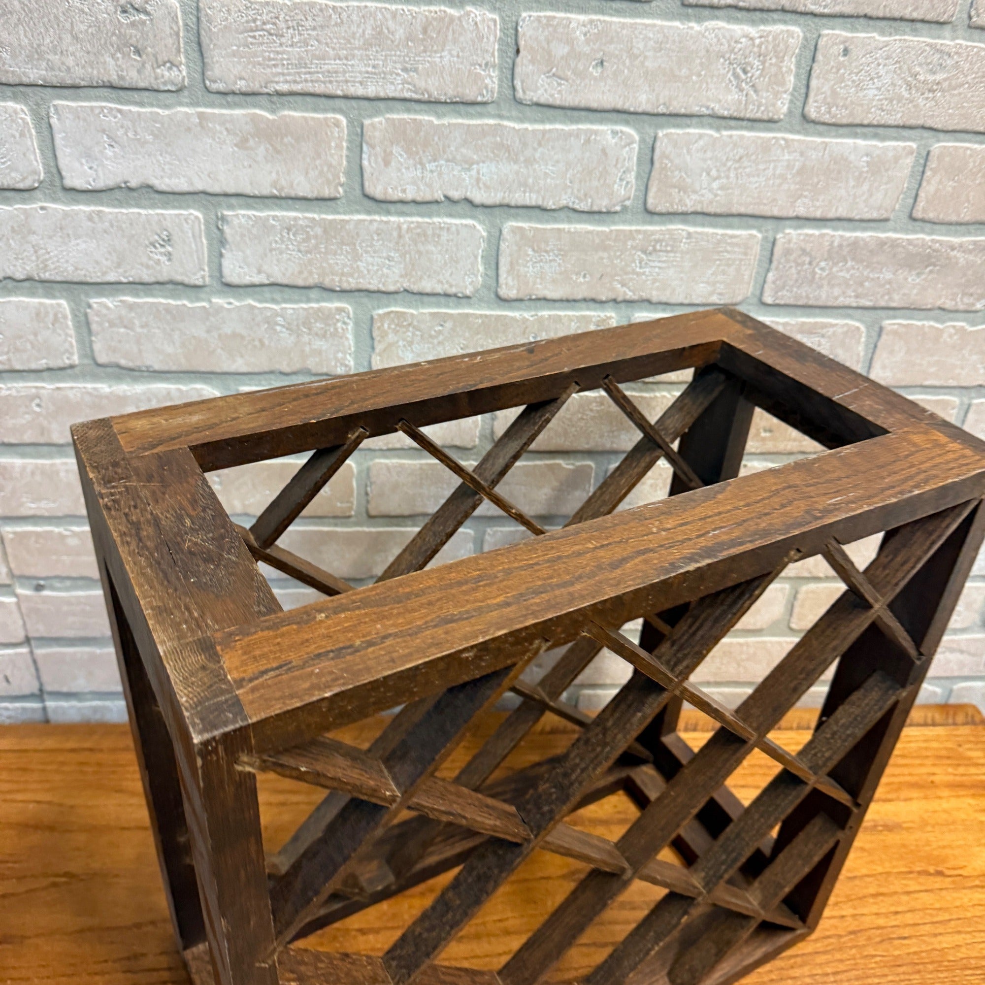 Vintage Oak Wooden Wine Rack 12-Bottle Holder Arts & Crafts / Mission Style