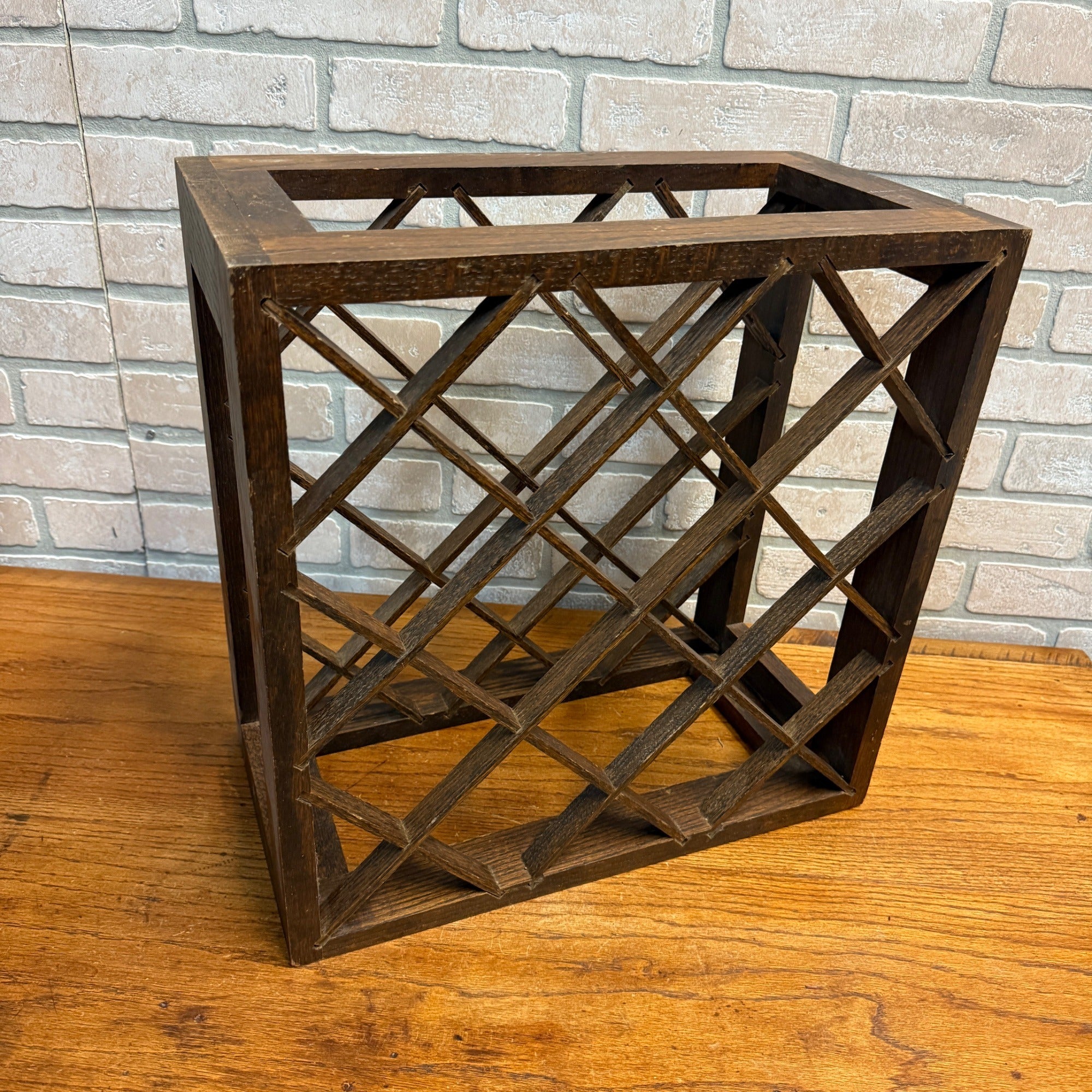 Vintage Oak Wooden Wine Rack 12-Bottle Holder Arts & Crafts / Mission Style