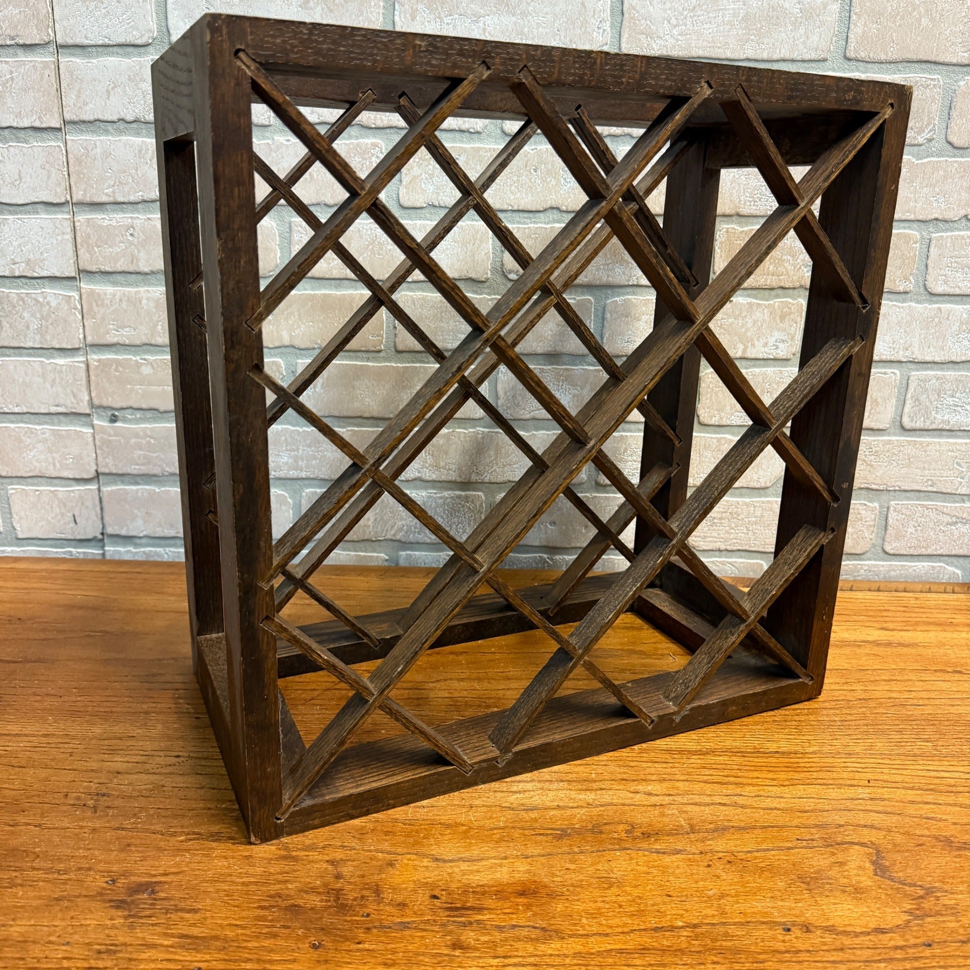 Vintage Oak Wooden Wine Rack 12-Bottle Holder Arts & Crafts / Mission Style