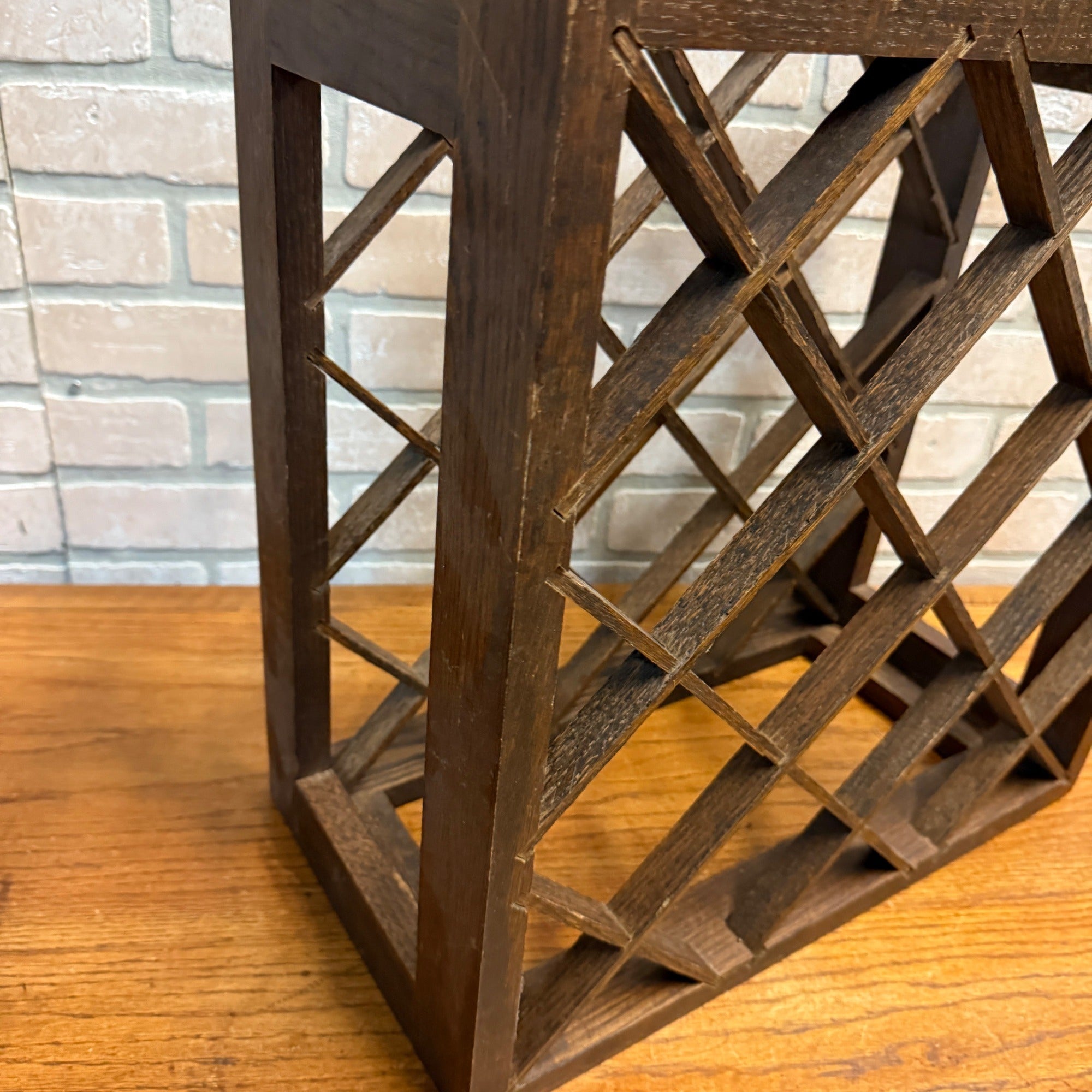 Vintage Oak Wooden Wine Rack 12-Bottle Holder Arts & Crafts / Mission Style