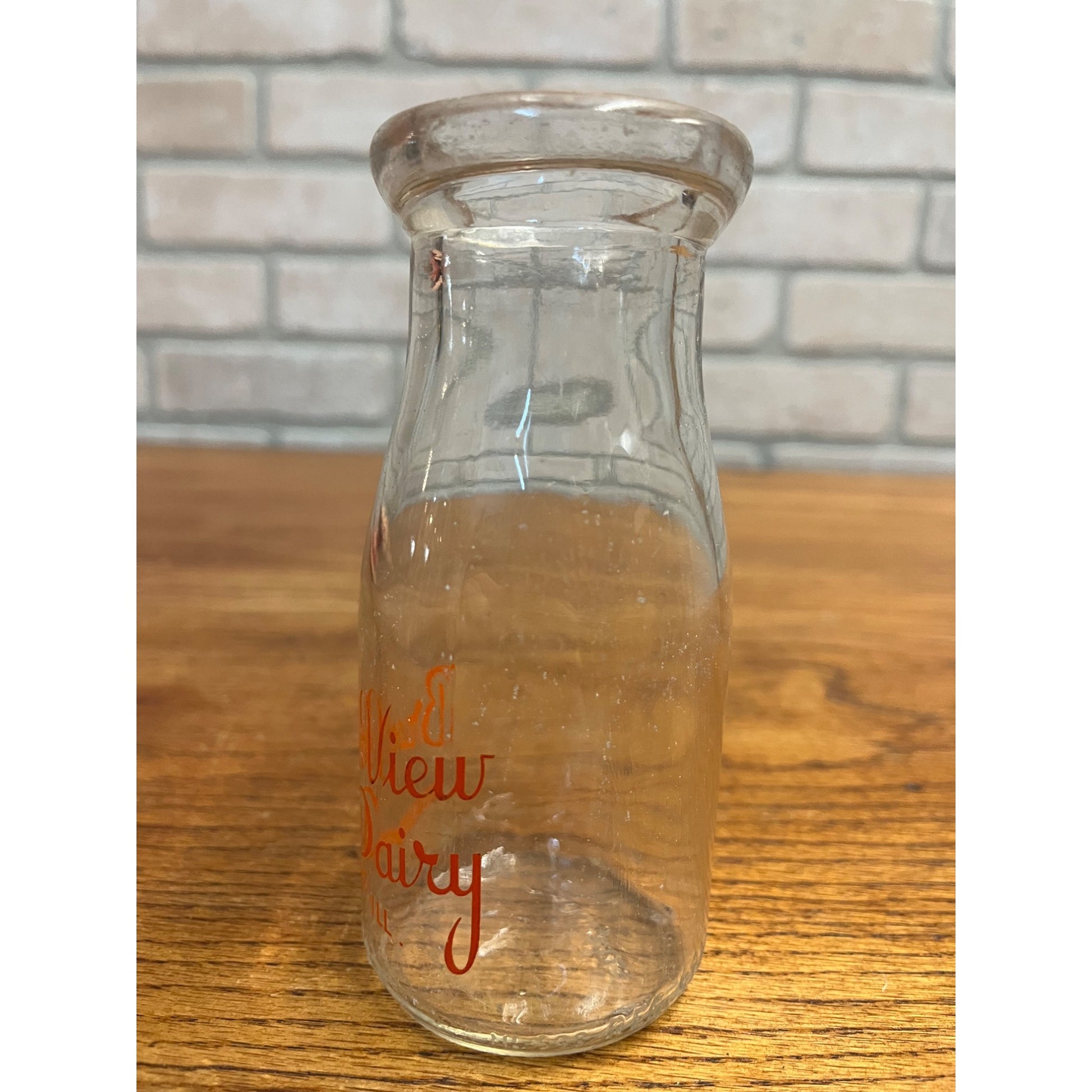 Vintage Half Pint Milk Bottle Brook View Dairy Bourbonnais Illinois