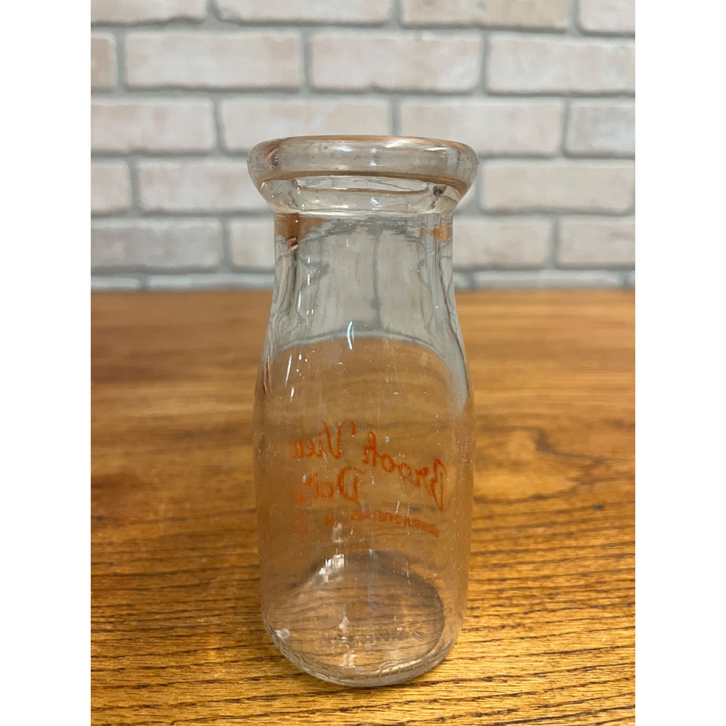 Vintage Half Pint Milk Bottle Brook View Dairy Bourbonnais Illinois