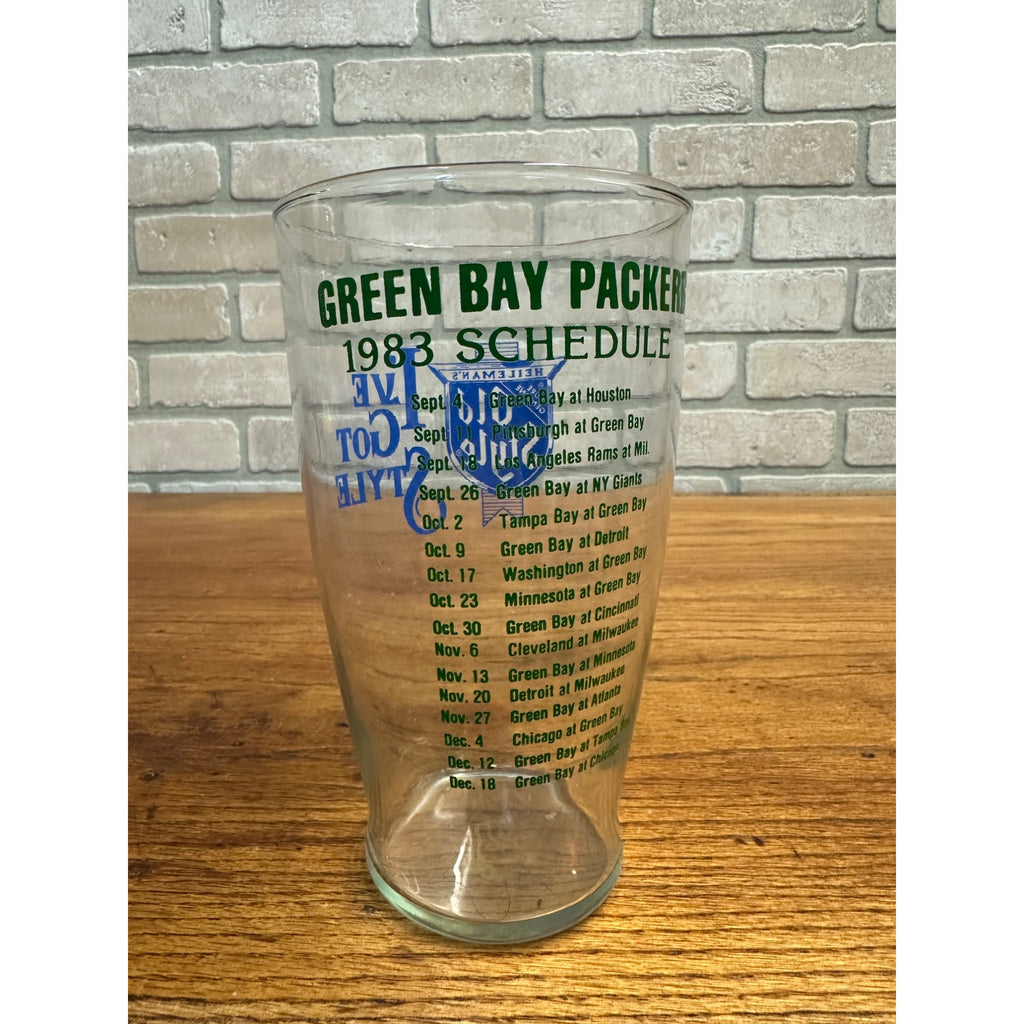 1983-1984 Green Bay Packers Old Style Beer Glass 28oz Vintage Football Barware