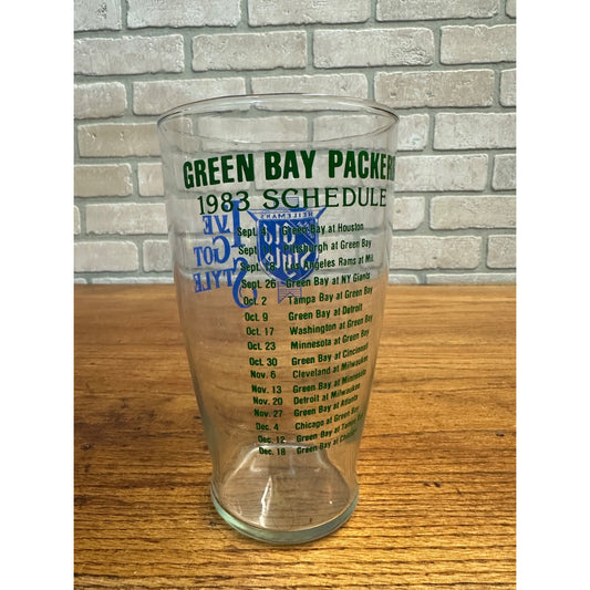 1983-1984 Green Bay Packers Old Style Beer Glass 28oz Vintage Football Barware