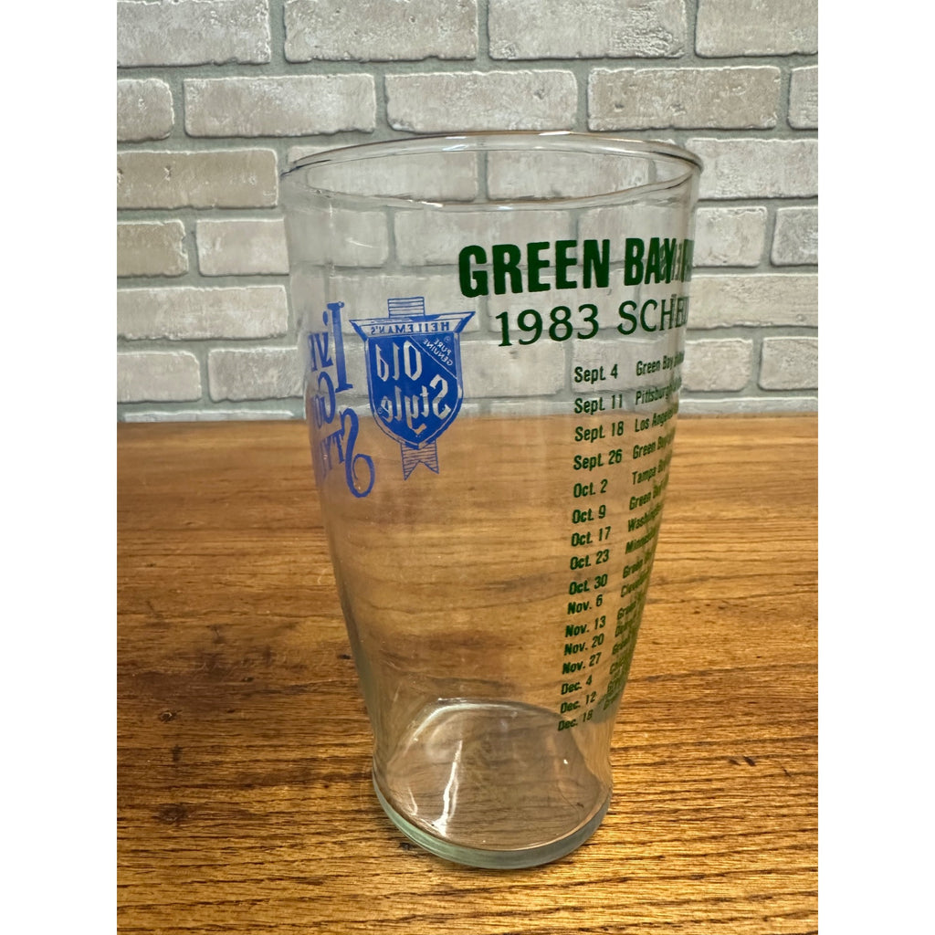 1983-1984 Green Bay Packers Old Style Beer Glass 28oz Vintage Football Barware