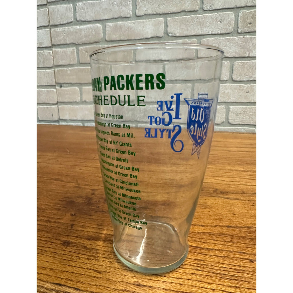 1983-1984 Green Bay Packers Old Style Beer Glass 28oz Vintage Football Barware