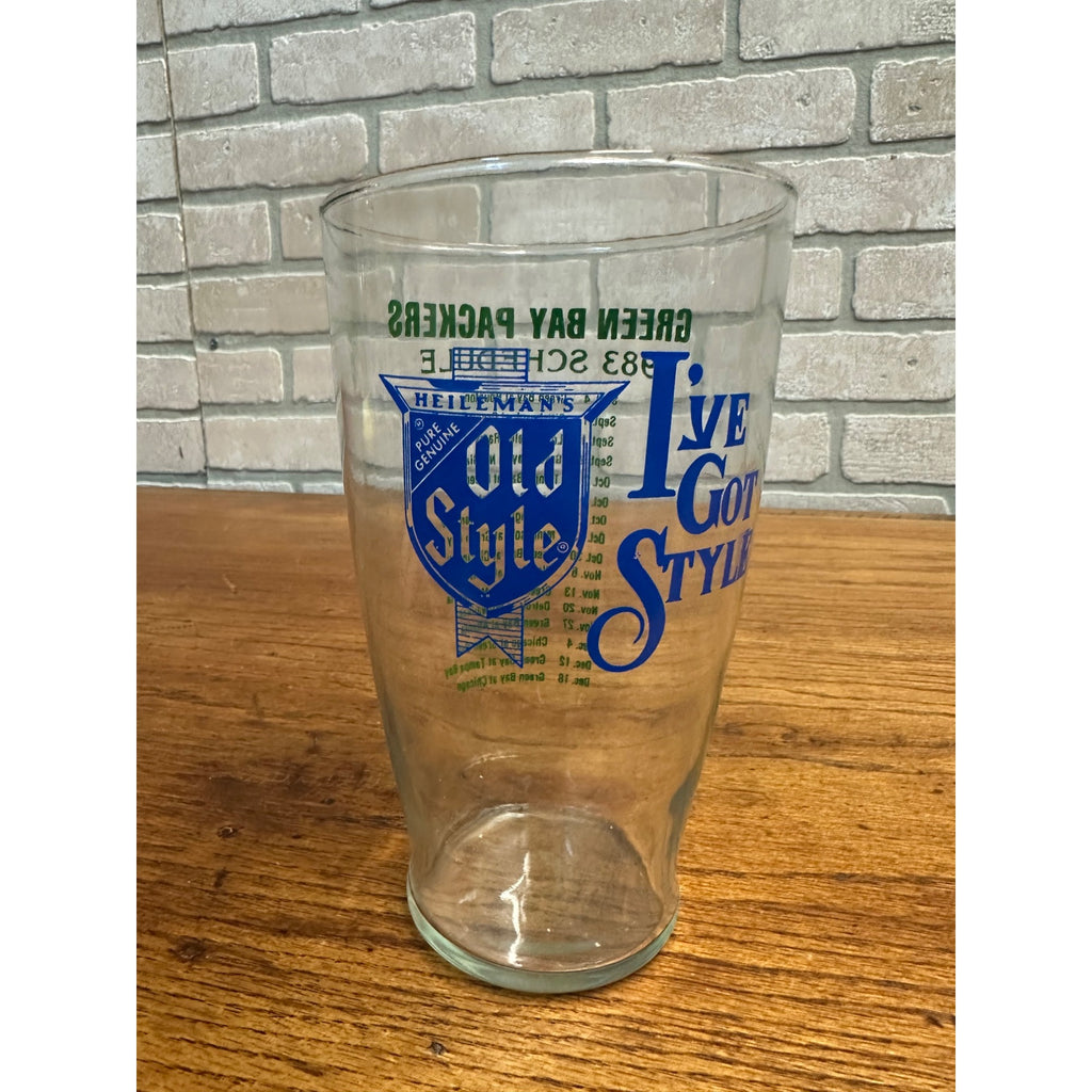 1983-1984 Green Bay Packers Old Style Beer Glass 28oz Vintage Football Barware