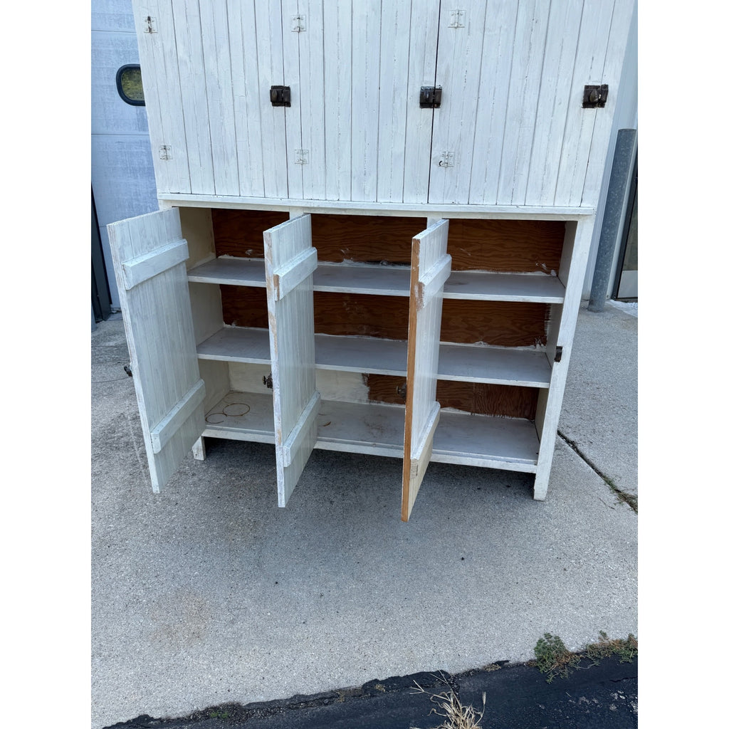 Large Vintage Primitive Farmhouse Wood Storage Cabinet Cupboard Kitchen Pantry