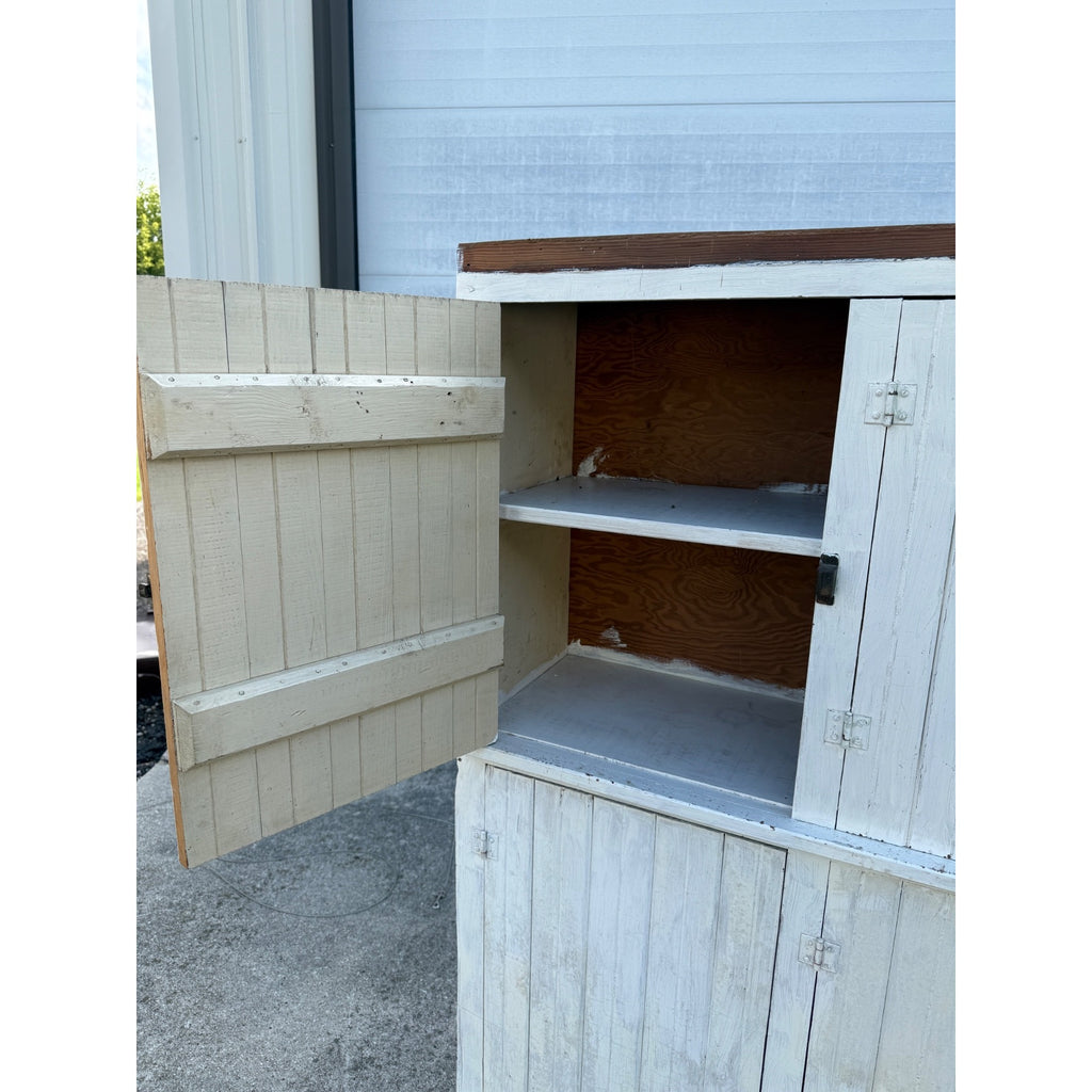 Large Vintage Primitive Farmhouse Wood Storage Cabinet Cupboard Kitchen Pantry