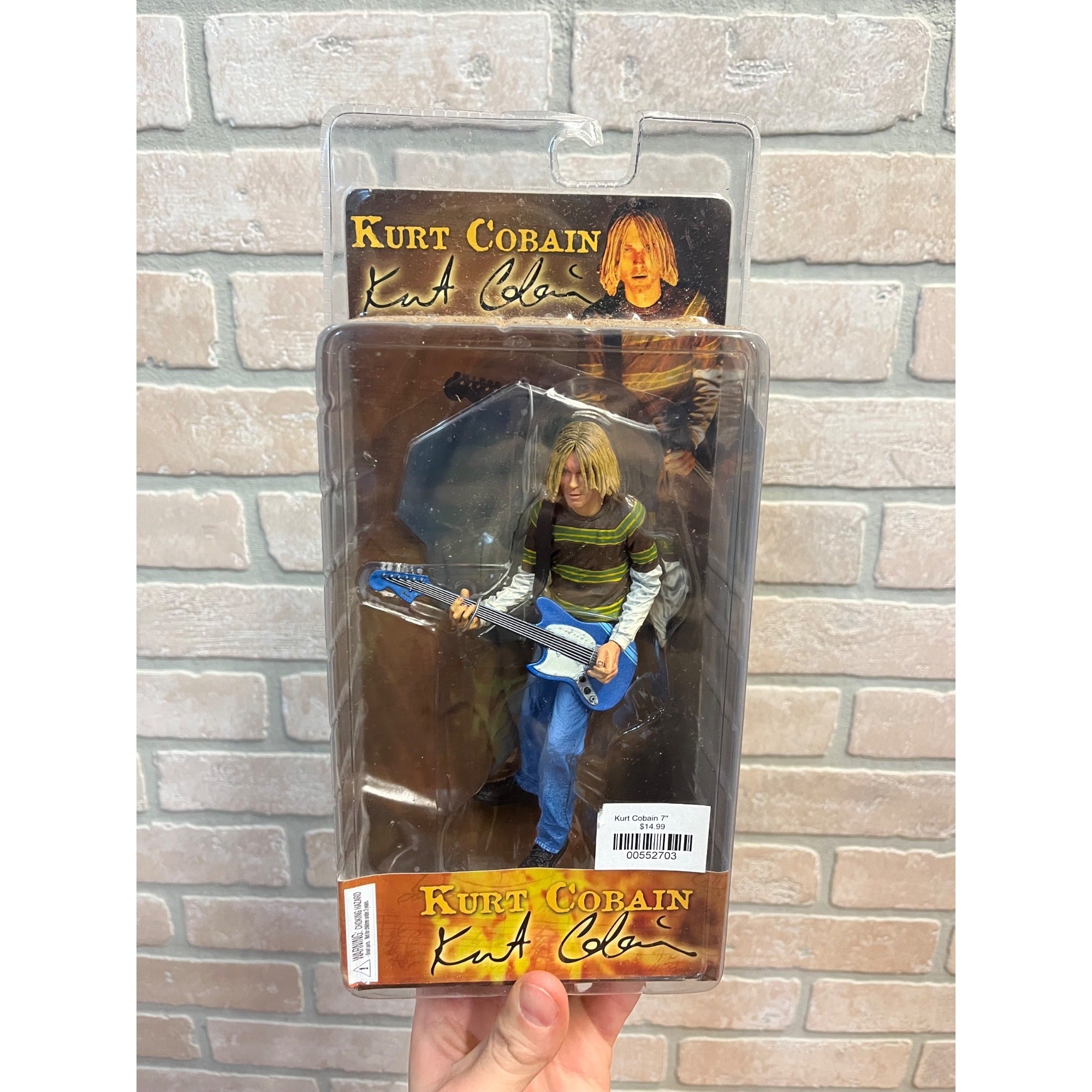NECA Kurt Cobain 7'' Action Figure with Skyblue Guitar (2006) New Sealed