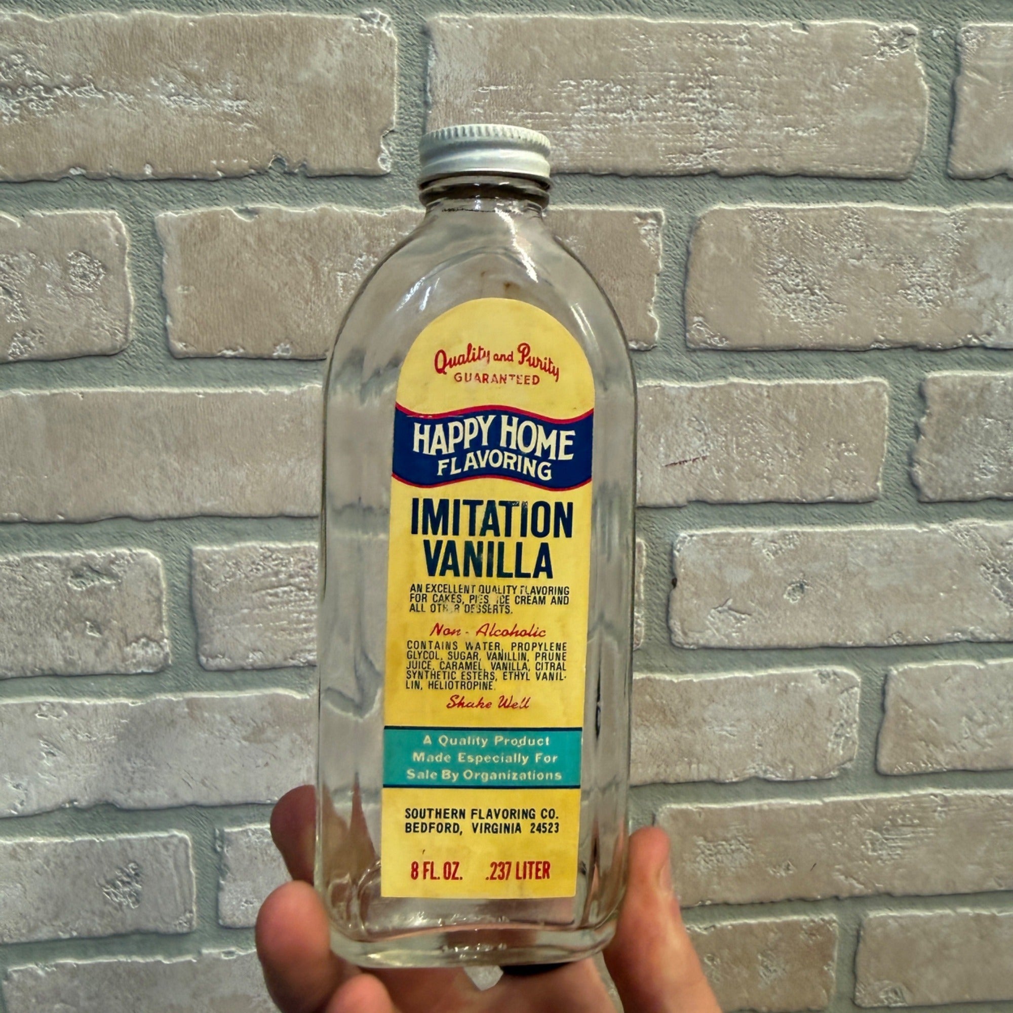 Vintage Happy Home Flavoring 8oz Imitation Vanilla Extract Bottle Kitchen Decor