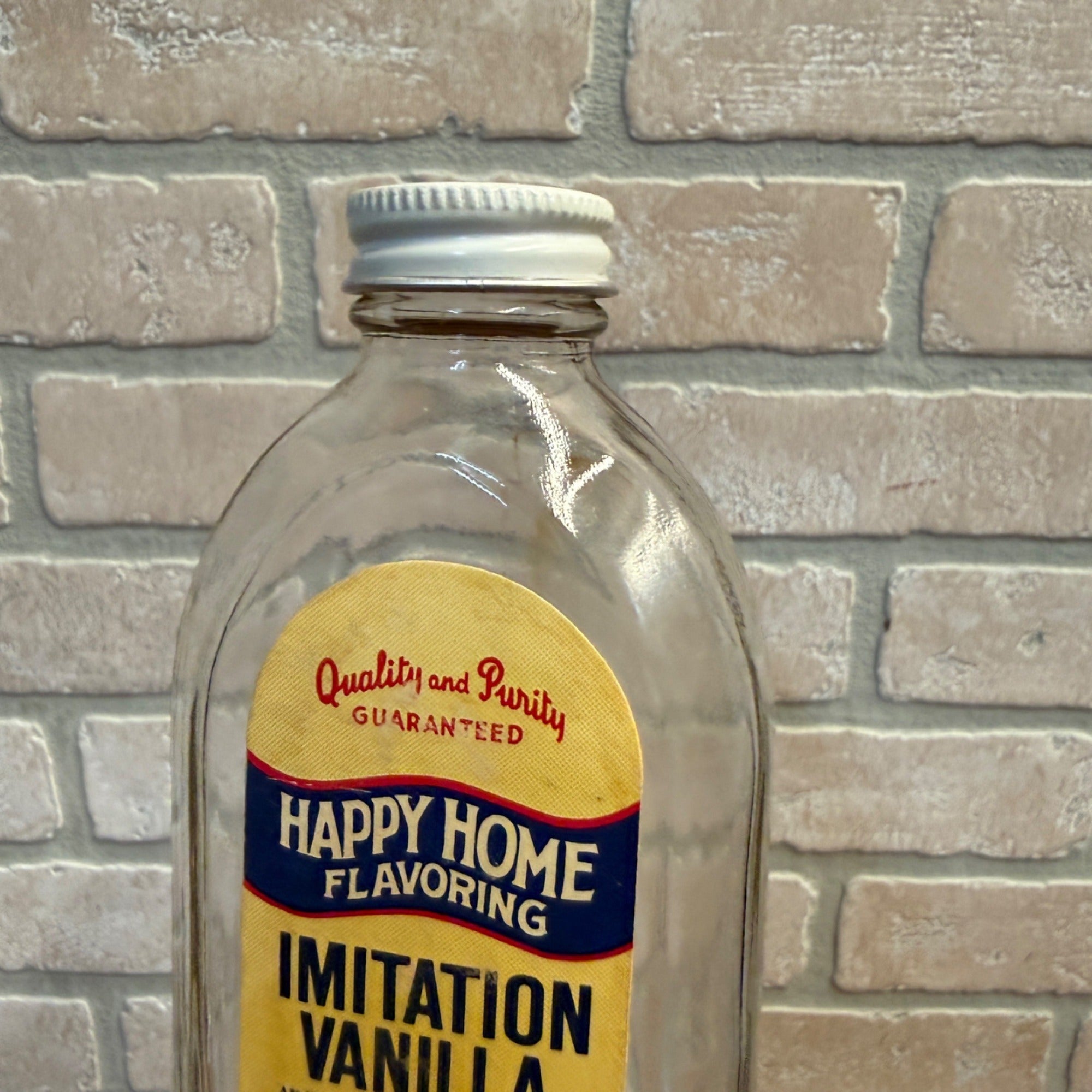 Vintage Happy Home Flavoring 8oz Imitation Vanilla Extract Bottle Kitchen Decor