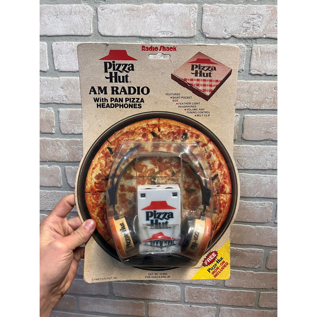Vintage 1986 Pizza-Hut AM Transistor Radio with Headset - In Package