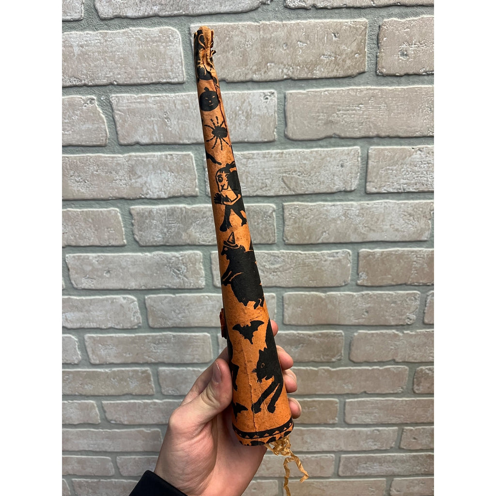 Vintage 1920s Halloween German Paper Party Horn Noisemaker Witch JOL Cat Witch