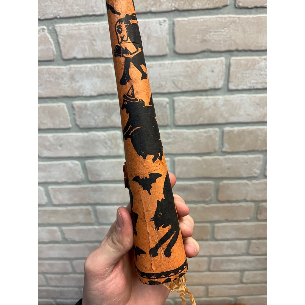 Vintage 1920s Halloween German Paper Party Horn Noisemaker Witch JOL Cat Witch