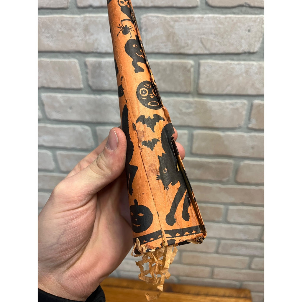 Vintage 1920s Halloween German Paper Party Horn Noisemaker Witch JOL Cat Witch