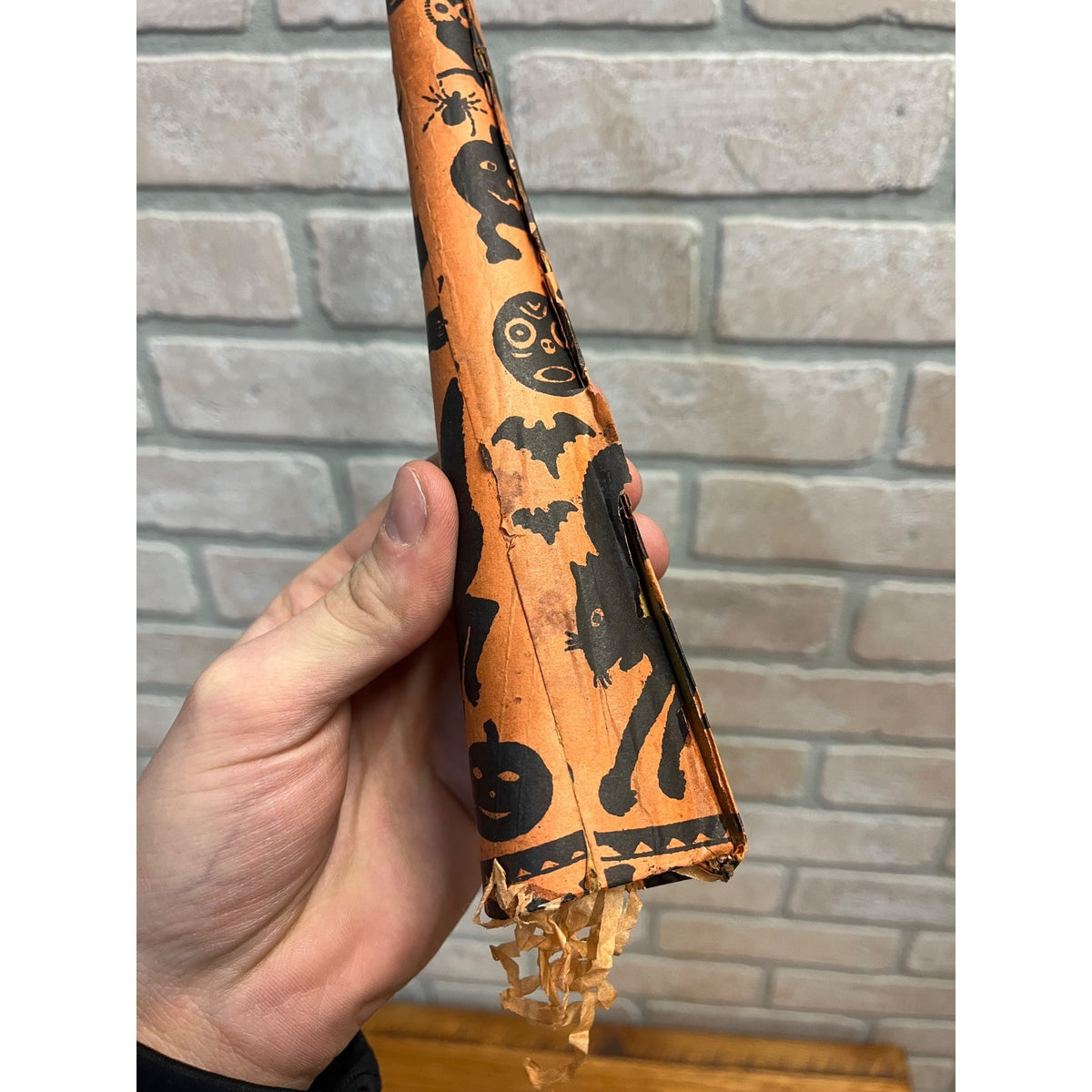 Vintage 1920s Halloween German Paper Party Horn Noisemaker Witch JOL Cat Witch