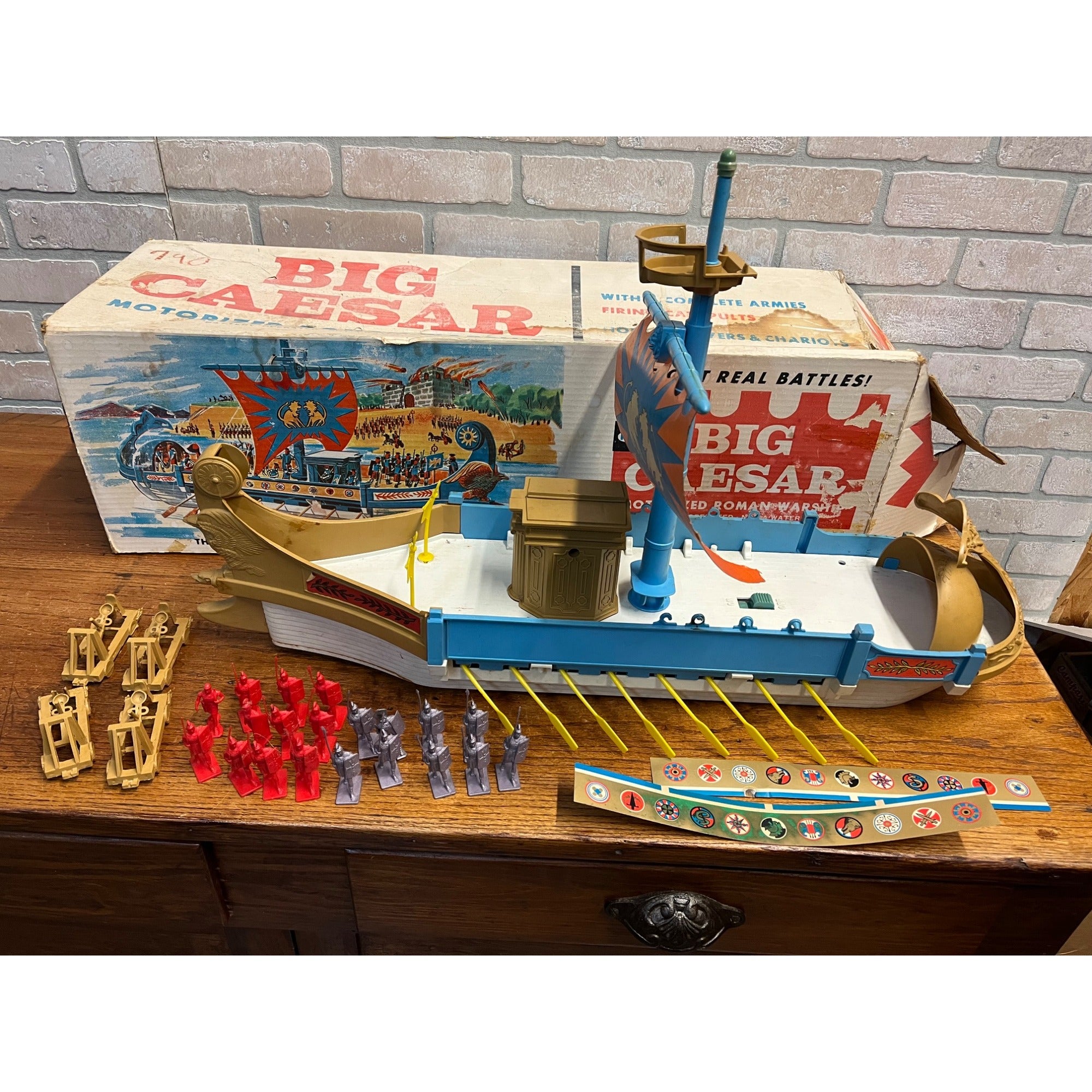 Vintage Remco Big Caesar Toy Motorized Roman Warship w/ Orig. Box - Incomplete