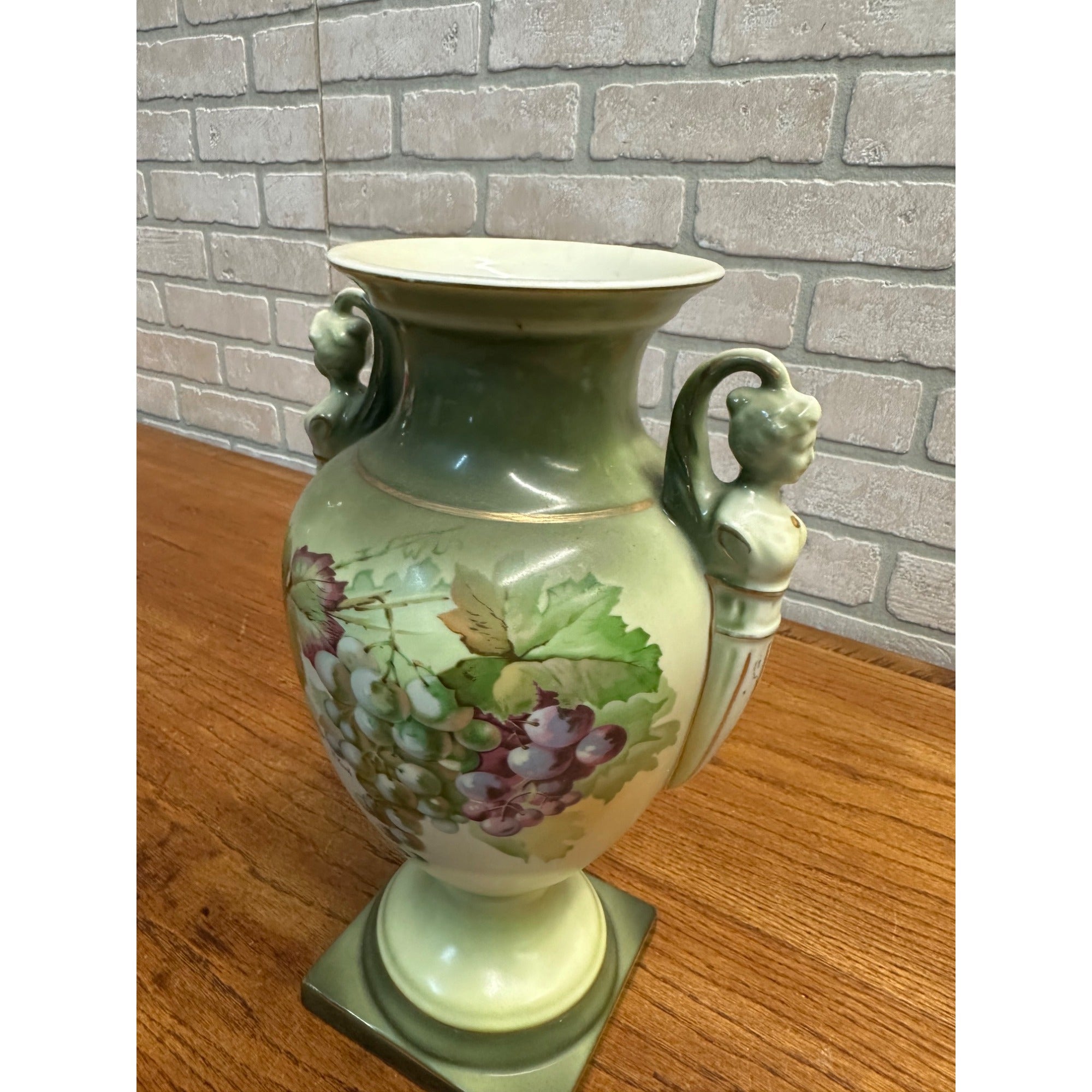 A & C Bavaria Hand-Painted Porcelain Urn Signed by A. Koch Woman Figural Handle