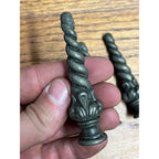 Vintage Swirl Bud Mid-Century Metal Spelter Lamp 3" Finial Topper Threaded