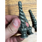 Vintage Swirl Bud Mid-Century Metal Spelter Lamp 3" Finial Topper Threaded