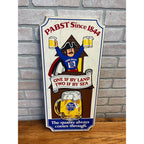 Vintage 1970s Pabst PBR One if By Land, Two if By Sea Wooden Bar Beer Sign
